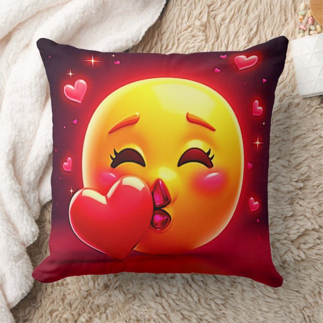 Coussin Kiss Emoji: Love and Hearts Art (Couverture)