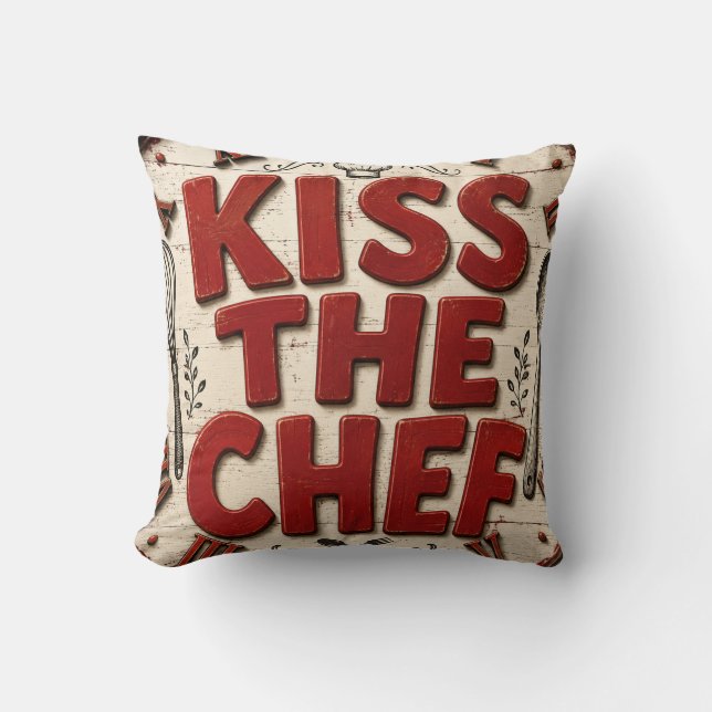 Coussin Kiss the Chef Rustic Farmhouse Kitchen (Recto)