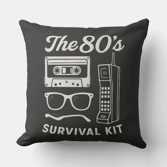 Coussin Kit de Survie Rétro 80 Nostalgie Design Esthétique (Recto)
