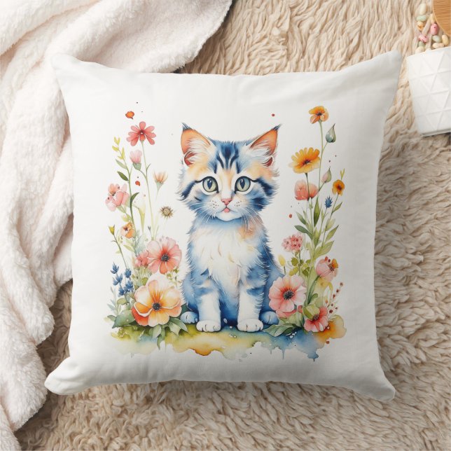Coussin Kit Nounours Personnalisé et Fleurs Nom de Bébé (Couverture)