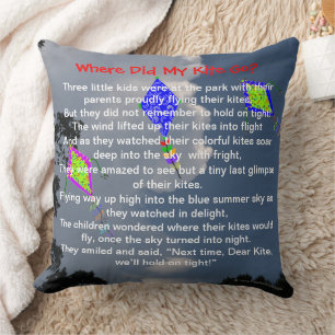 Coussin Kite Flying Nuds Poem PERSONNALISER LES NOMS 20x20
