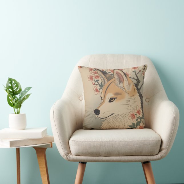 Coussin Kitsune & cherry blossom (Chaise)