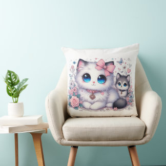 Coussin Kitten Cuteness Overload : Chat et chien aux yeux 