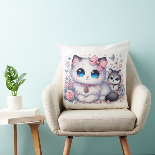 Coussin Kitten Cuteness Overload : Chat et chien aux yeux  (Chaise)
