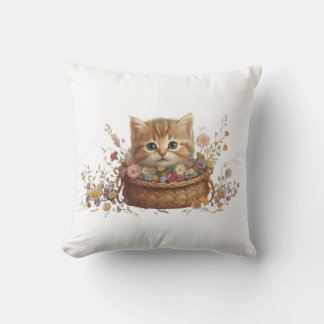 Coussin Kitten en Panier - Joli T-shirt Chat Design