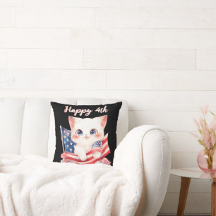 Coussin Kitten patriotique 4 juillet Happy 4th Custom