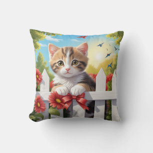 Coussin Kitten sur la clôture