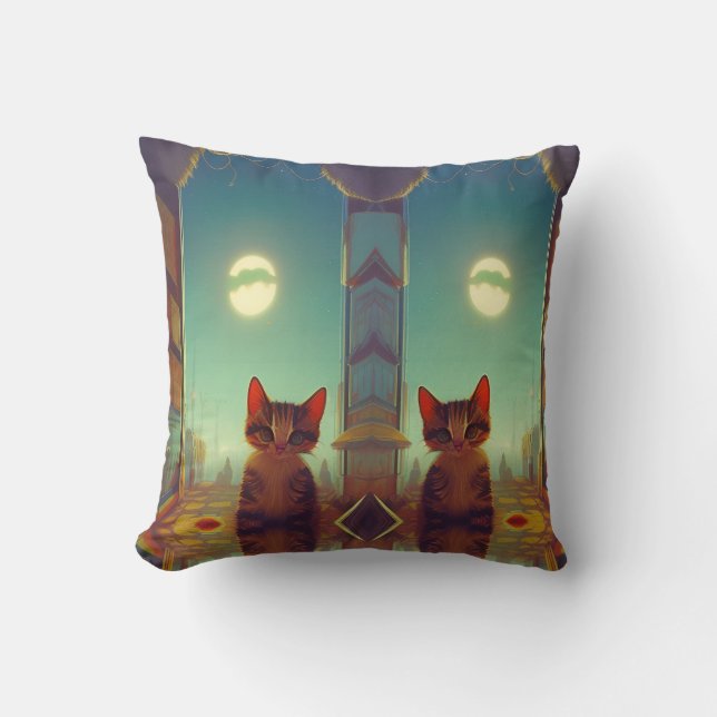 Coussin Kitts avec grands yeux pleine lune fêlé (Recto)