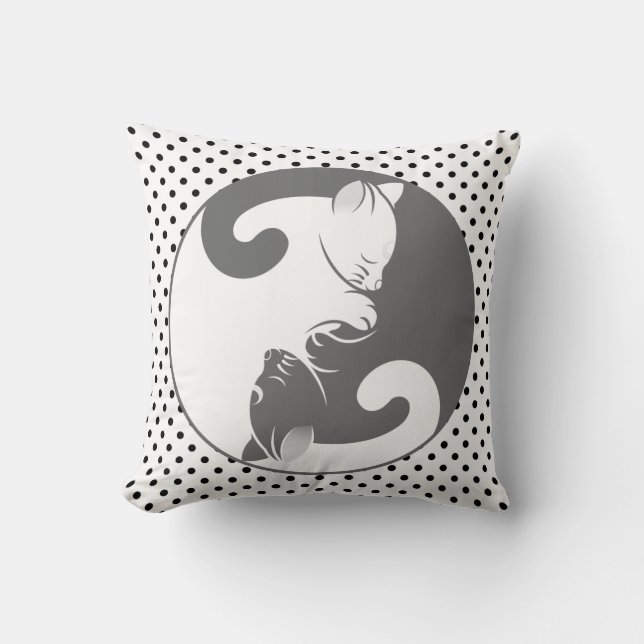 Coussin Kitty Cat Yin Yang | Gris (Recto)
