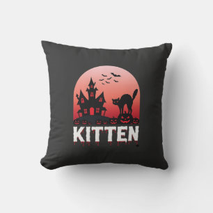 Coussin Kitty Halloween Maison Hantée Design de Chat_1