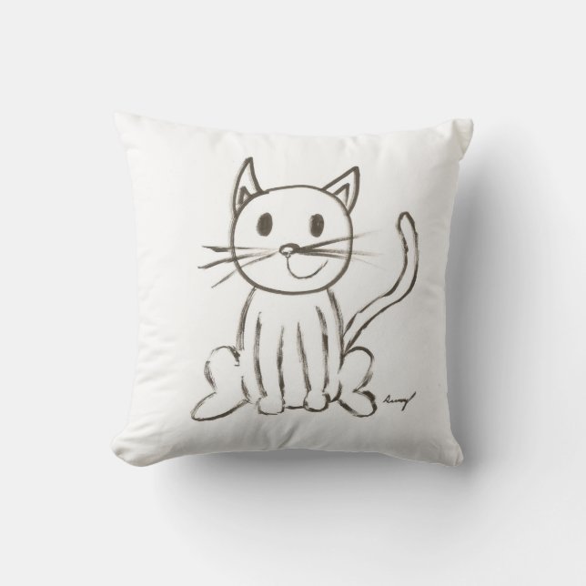 Coussin Kitty Peint - Rose (Recto)
