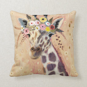 Coussin Klimt Giraffe   Orné De Fleurs