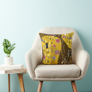 Coussin Klimt Inspiré Or Motif Art Nouveau Le Baiser
