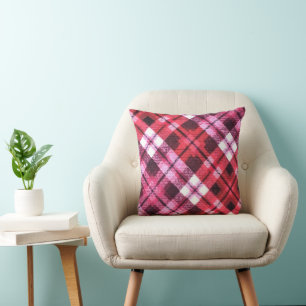 Coussin Knit Plaid Tartan Check Pink White Wine Motif