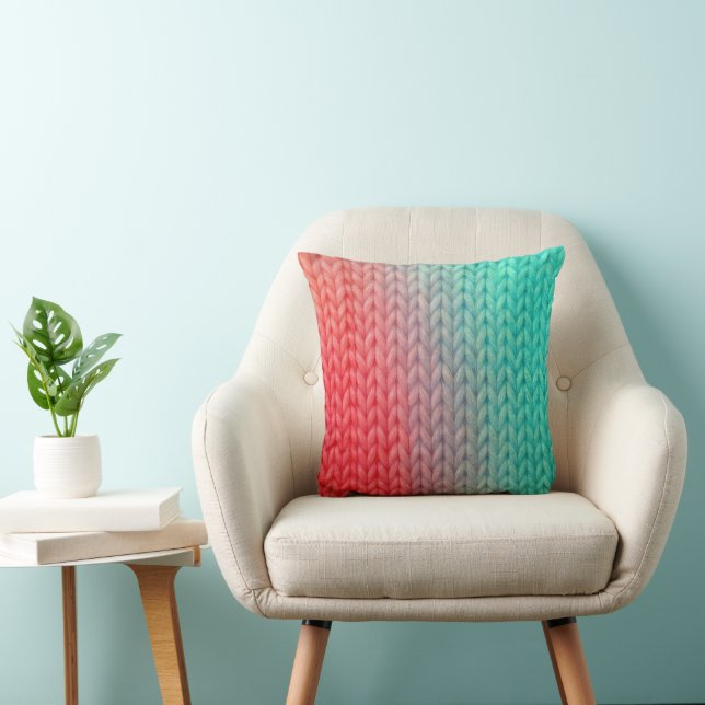 Coussin Knitted Stitch Background in Gradient Colors (Chaise)