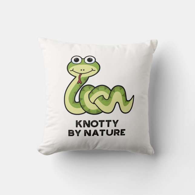 Coussin Knotty By Nature Funny Snake Pun (Recto)
