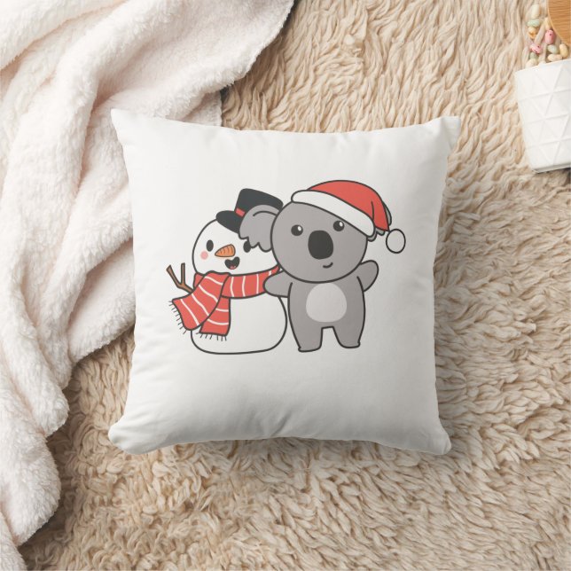 Coussin Koala Avec Snowman En Hiver Pour Noël Jeu P (Couverture)