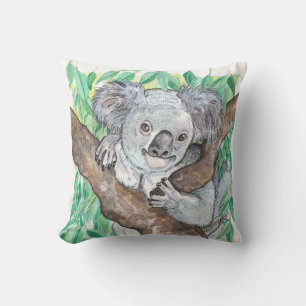 Coussin Koala dans la peinture d'arbre Eucalyptus
