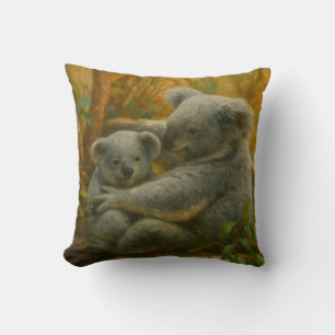 Coussin Koala Mother et Joey dans la canopée d'automne