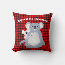 Koala Mum avec sa Joey sur Buffalo Plaid
