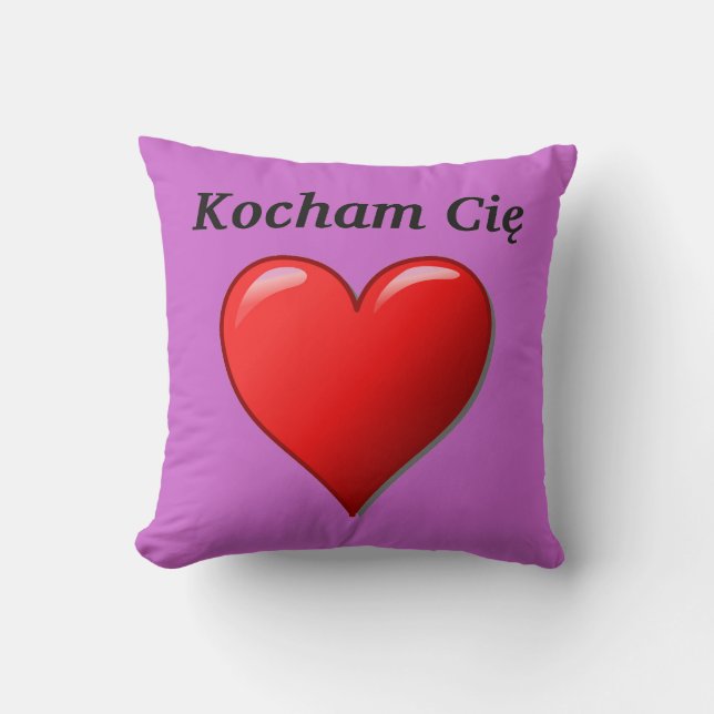 Coussin Kocham Cię - je t'aime dans le polonais (Recto)