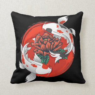 Coussin Koi Poisson Eau Lily Art Japonais