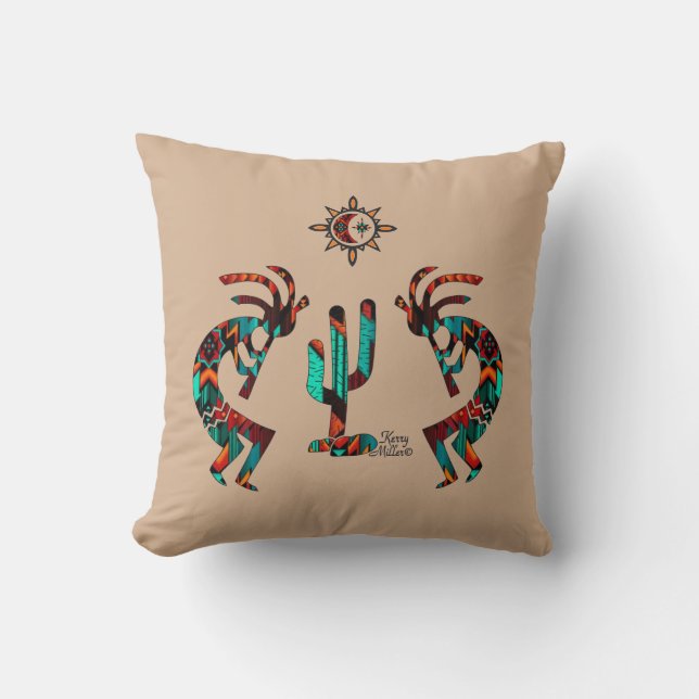 Coussin Kokopelli Et Cactus (Recto)