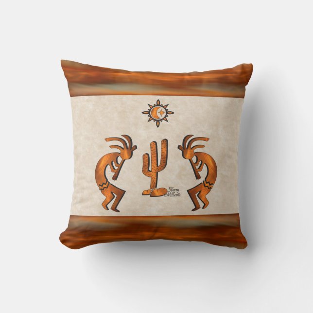 Coussin Kokopelli Et Cactus (Recto)
