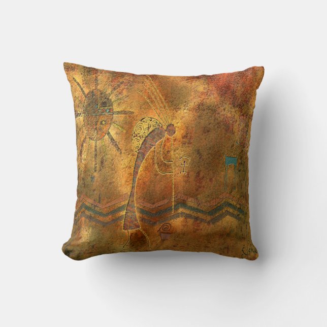 Coussin Kokopelli - le joueur de cannelure (Recto)