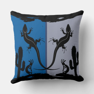 Coussin Kokopelli Lizards du désert du sud-ouest Jeter l'o