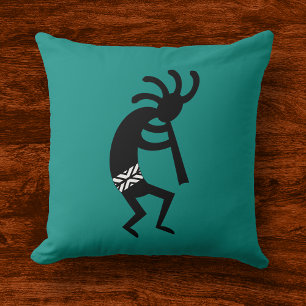 Coussin Kokopelli Sud-Ouest Noir Et Turquoise