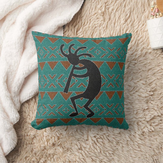 Coussin Kokopelli Sud-Ouest Turquoise Décoratif (Couverture)