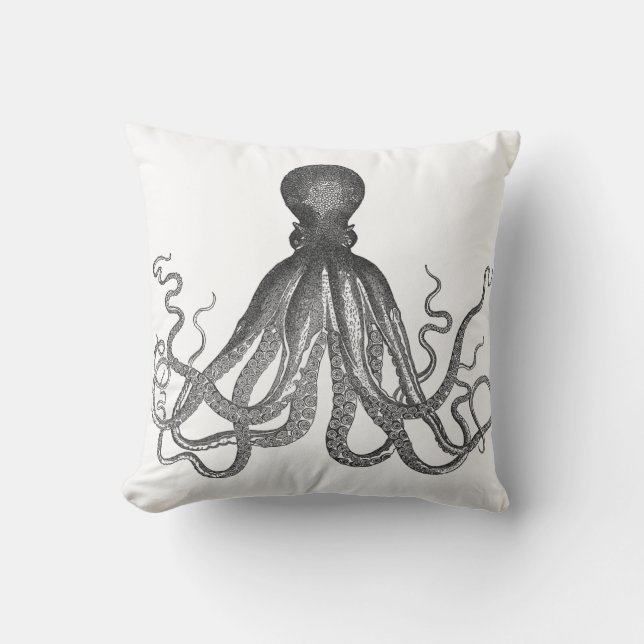 Coussin Kraken - Octopus géant noir / Cthulu (Recto)