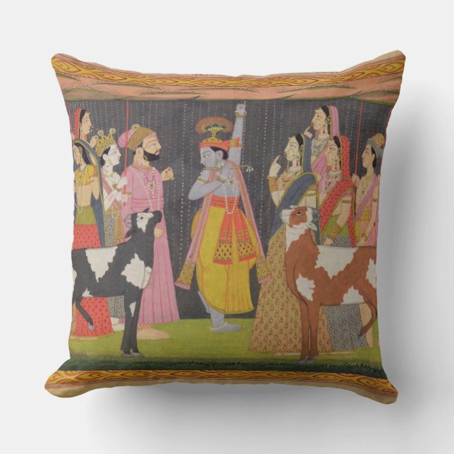Coussin Krishna soulevant et le bâti Govardhana, du (Recto)