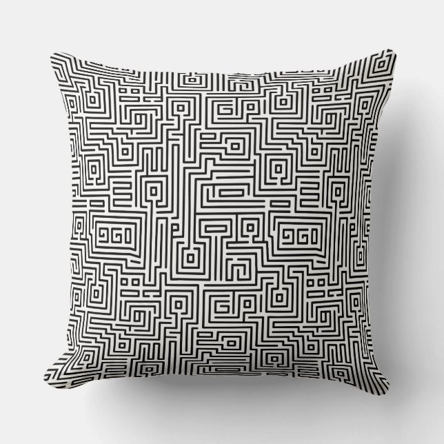 Coussin Kuba Maze Style 221019 - Noir sur blanc (Recto)