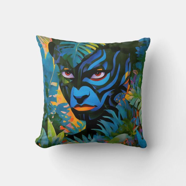 Coussin "Kuiráya" - Feuille Peinte - Femmes En Amazonie (Recto)