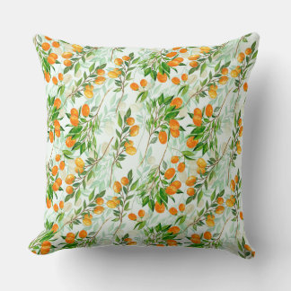 Coussin Kumquat Tropical Summer Fruit Motif sur Mint