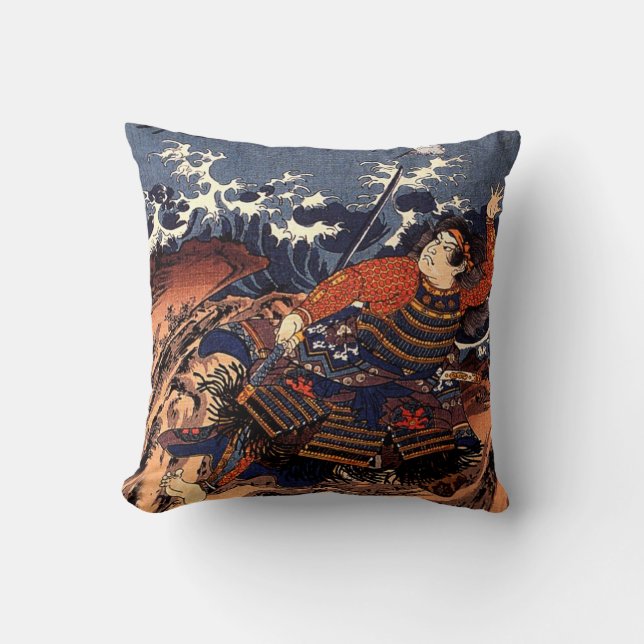 Coussin Kuniyoshi Tamomori attaché à une ancre énorme (Recto)