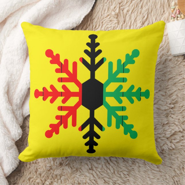 Coussin Kwanzaa Flocon de neige brillant rouge noir jaune (Couverture)