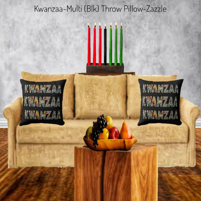 Coussin Kwanzaa- Multi (noir) (Créateur téléchargé)