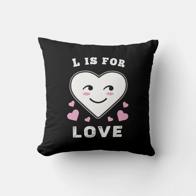 Coussin L est pour l'amour Anniversaire Saint-Valentin Je  (Recto)