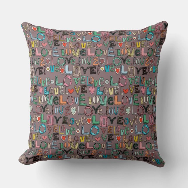 Coussin l o v e LOVE mocha (Recto)