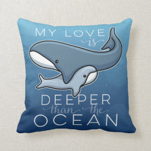 Coussin La baleine mignonne de maman et de bébé, amour est