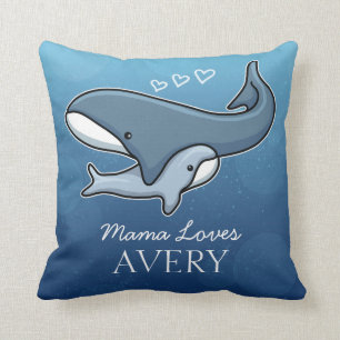 Coussin La baleine mignonne personnalisée de bébé de
