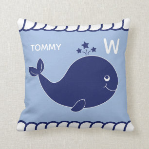 Coussin La baleine nautique de bébé ajoutent le bleu de