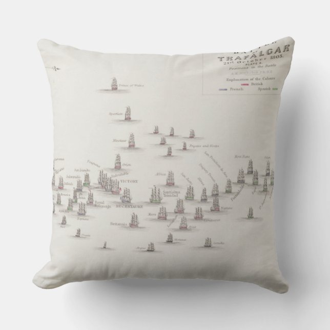 Coussin La bataille de Trafalgar, le 21 octobre 1805, (Recto)