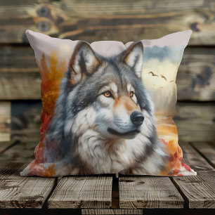 Coussin La beauté de Majestic Wolf Nature déchaînée