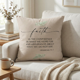 Coussin La Bible de Foi Verse des Hébreux 11:1