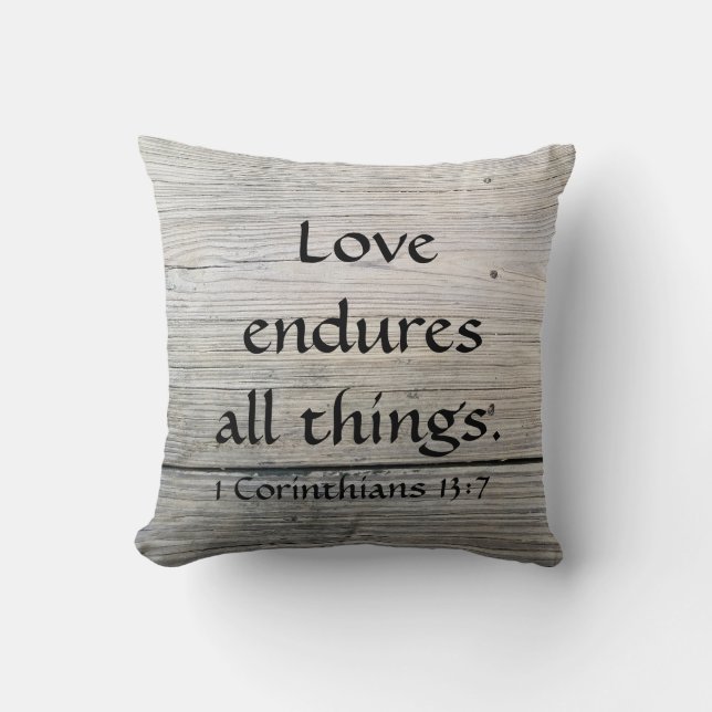 Coussin La Bible Écriture L'amour Endures (Recto)