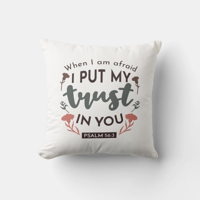 Coussin La Bible Florale Verse Art 'Je mets ma confiance e (Recto)